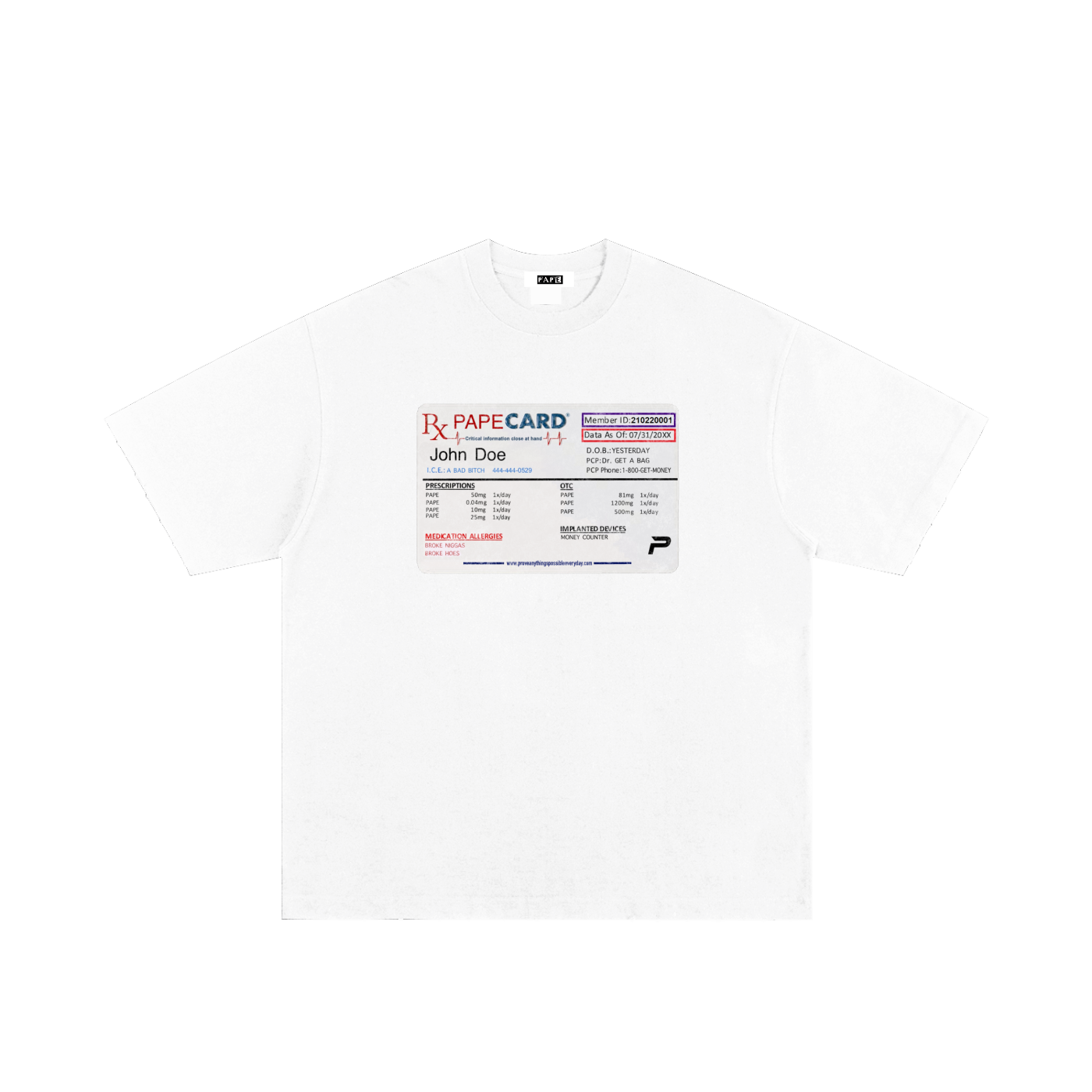 PAPE Medical Card Hand-frayed T-Shirt