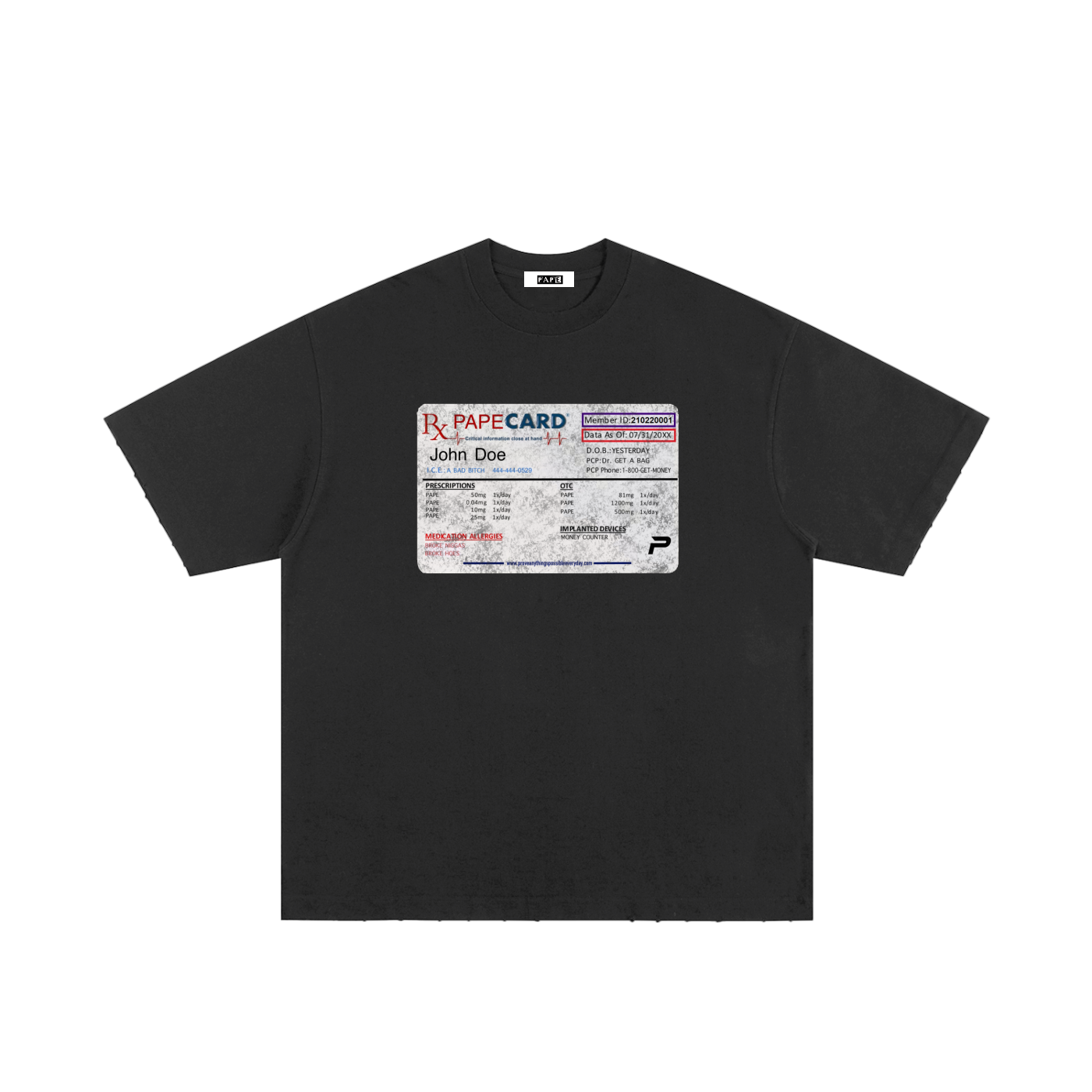 PAPE Medical Card Hand-frayed T-Shirt